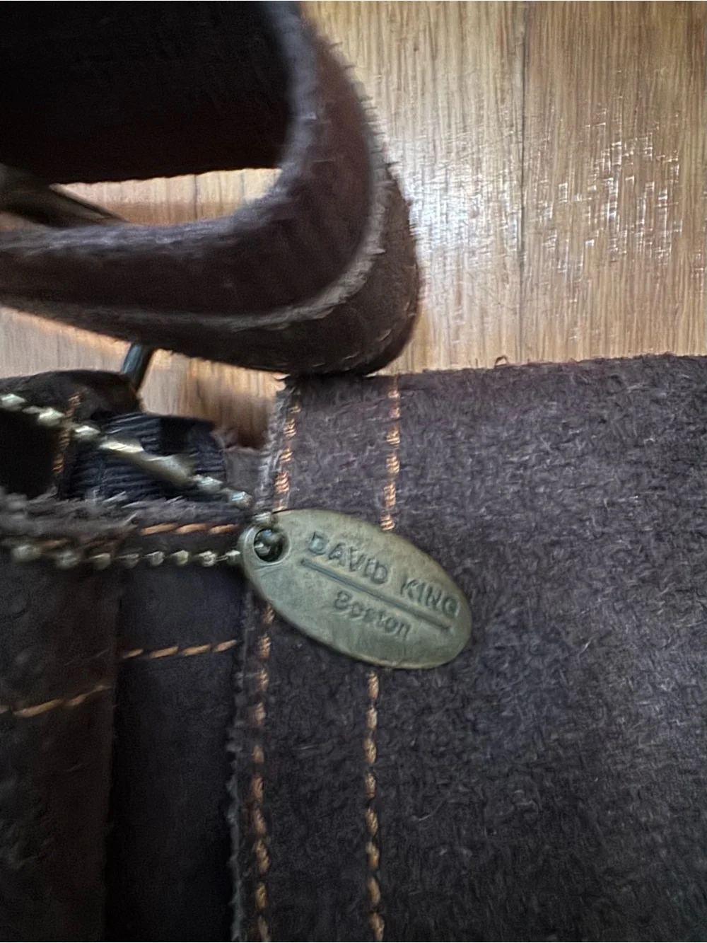 David King Boston Brown Suede Leather Large Messenger Bag